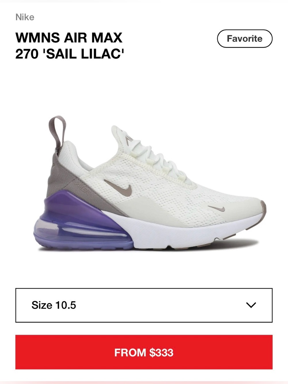 Nike Air Max 270 WMNS White Lilac Taupe